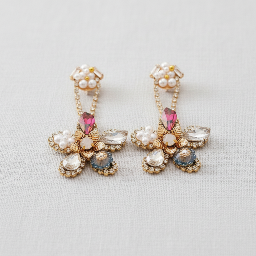 paperln - Zircon Pearl Flower Earrings