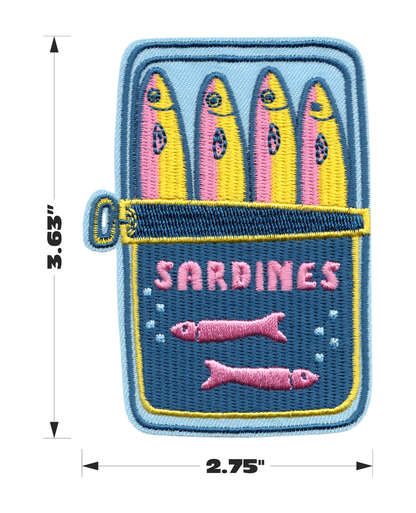 Square Deal Recordings & Supplies - Patch - Sardines Can Quirky Food Humor Novelty Fish Art