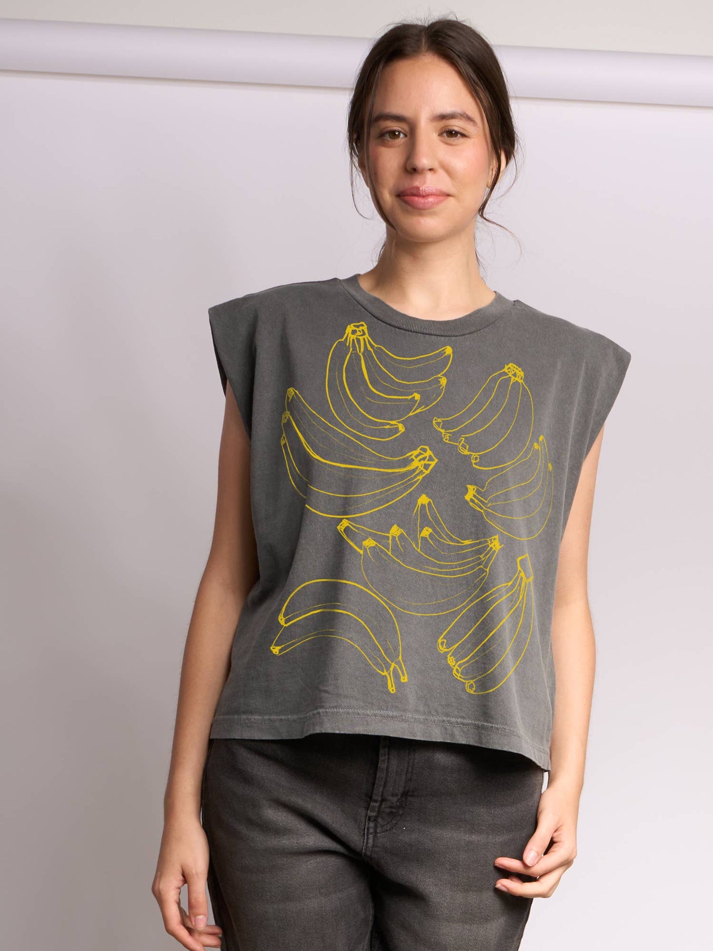 Supermaggie @ Faire - Bananas Maisie Heavyweight Muscle Tee: Off Black / Lg