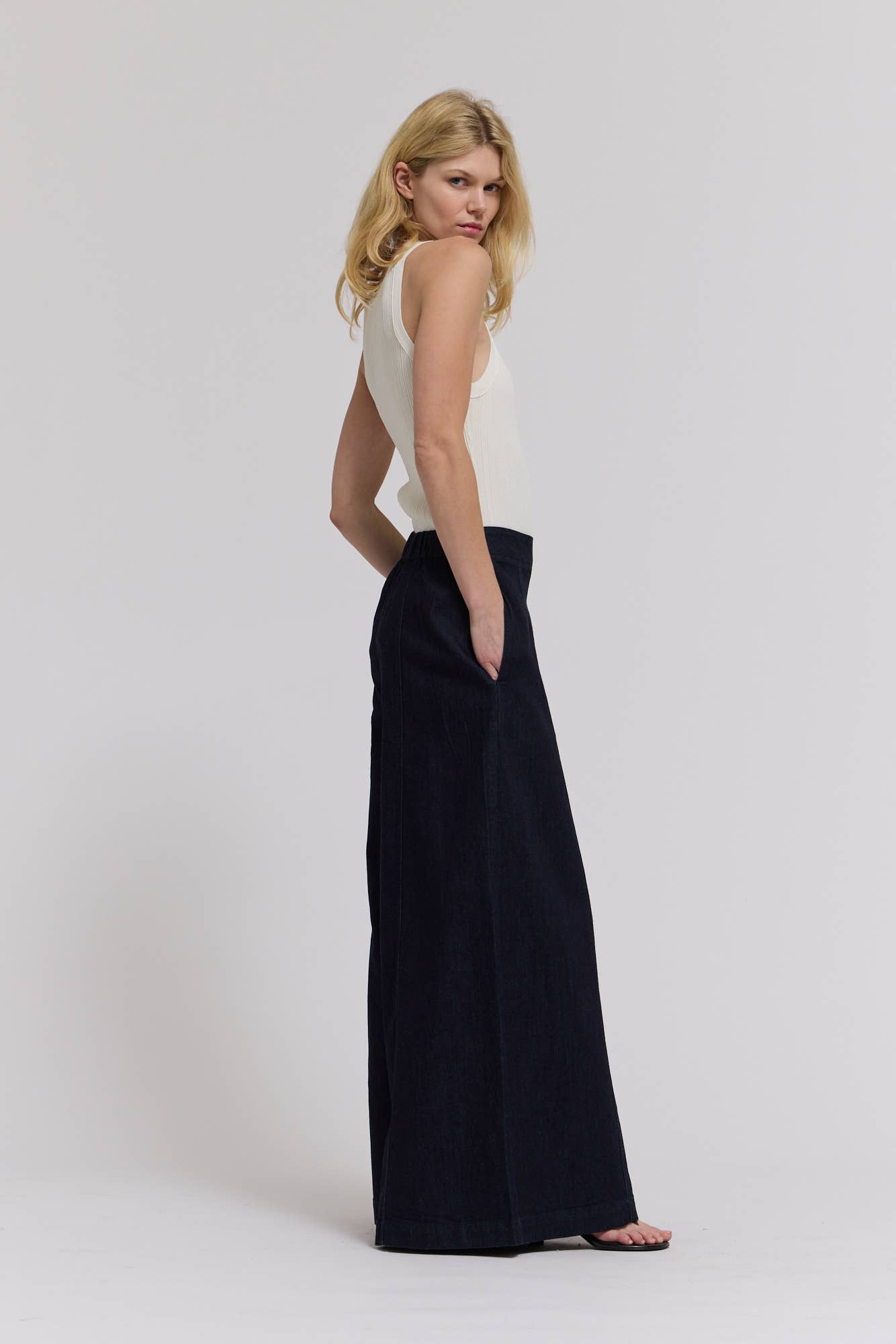 Grade & Gather - 50906BD - DENIM PANEL MAXI SKIRT: DEEP INDIGO / Contemporary / MEDIUM