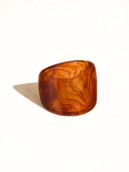 Flânerie by MAIQ - Doris Retro Vintage Chunky Statement Rings: Brown / 7