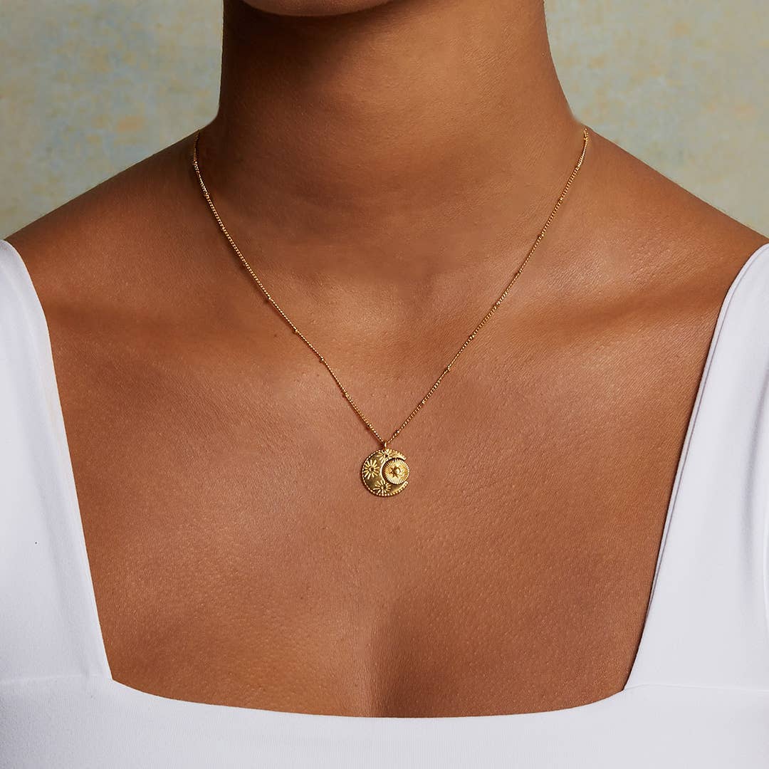 Satya Jewelry - 16" Spinning celestial pendant necklace