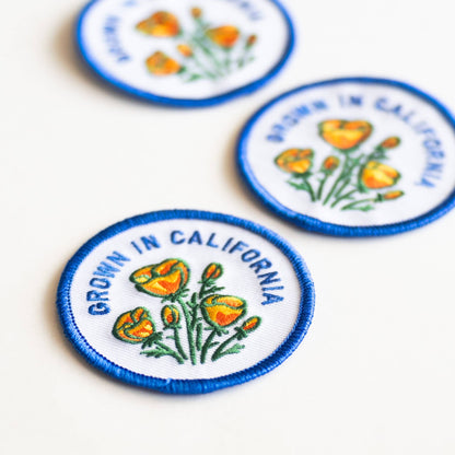 Union Made - Grown In California Embroidered Iron on Patch - Golden Poppy: Yes