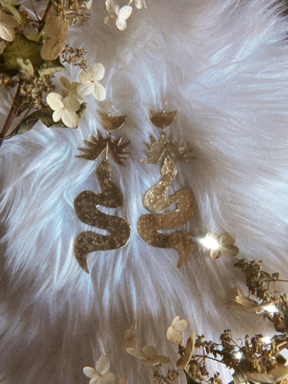 storm + stress - Serpent Sun Earrings: Gold