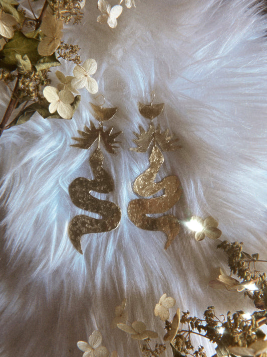 storm + stress - Serpent Sun Earrings: Gold
