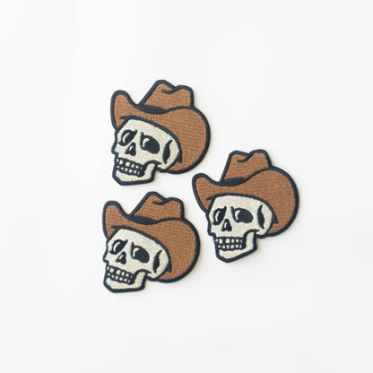 Union Made - Cowboy Skull Embroidered Iron on Patch: Yes