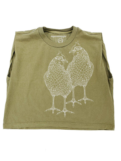 Supermaggie @ Faire - Chickens Maisie Heavyweight Muscle Tee: Off Black / Lg
