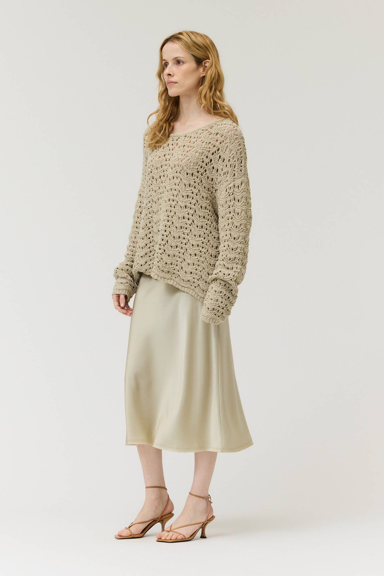 Grade & Gather - 50685 - SATIN MERMAID FIT SKIRT: BLUE DUSK / Contemporary / MEDIUM