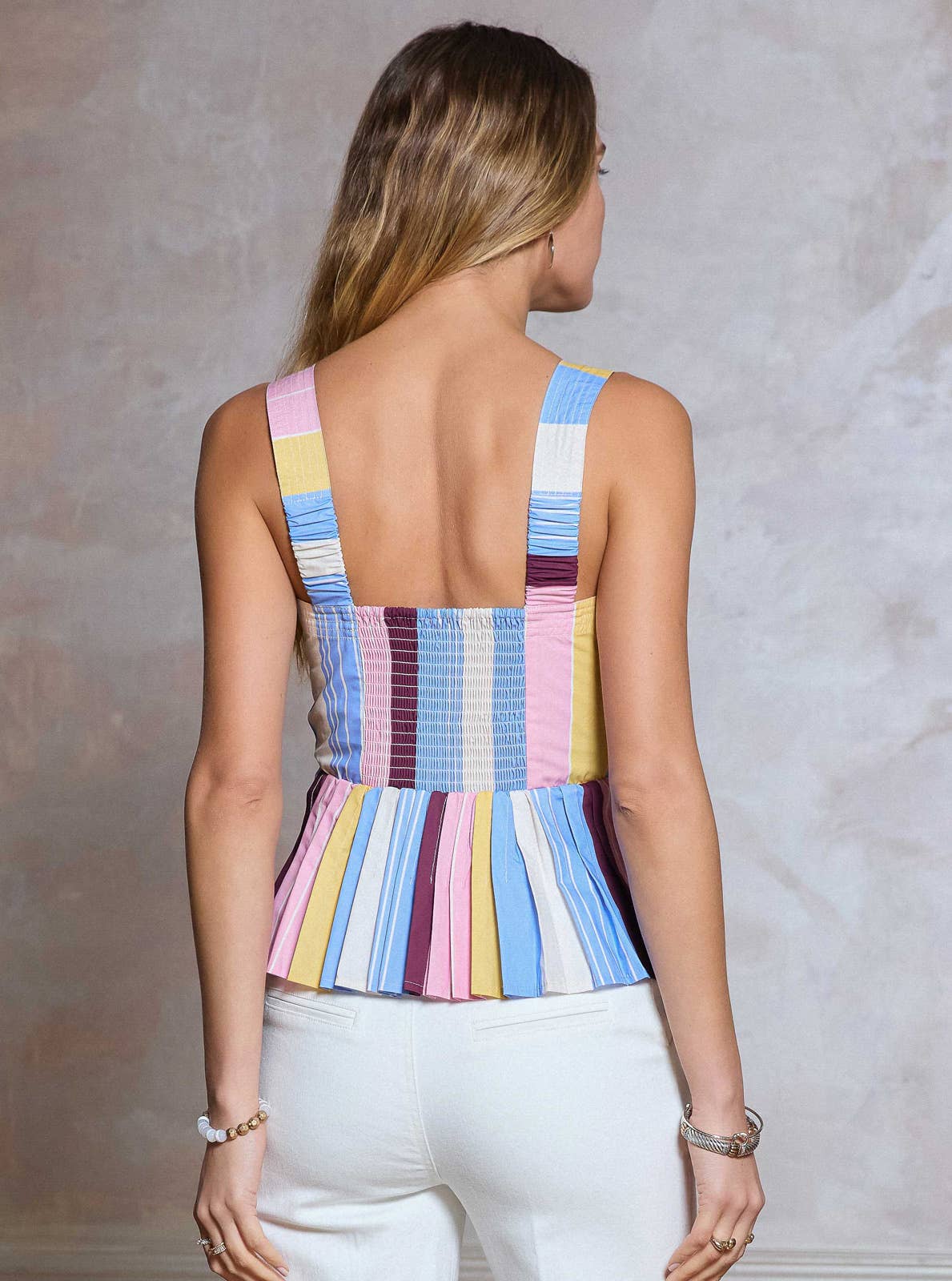 Current Air - Cotton Striped Sleeveless Top: Multi / S