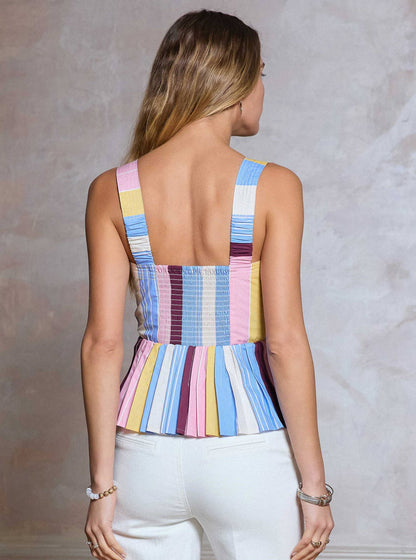 Current Air - Cotton Striped Sleeveless Top: Multi / XS