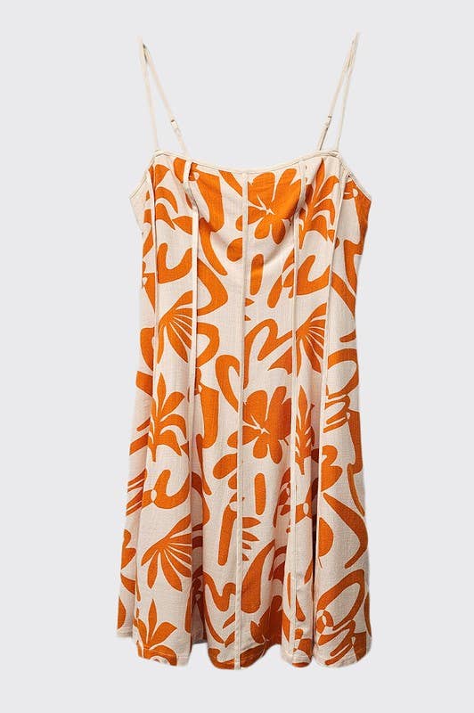 ILLA ILLA - Printed Contrast Binding Dress: Tangerine / S