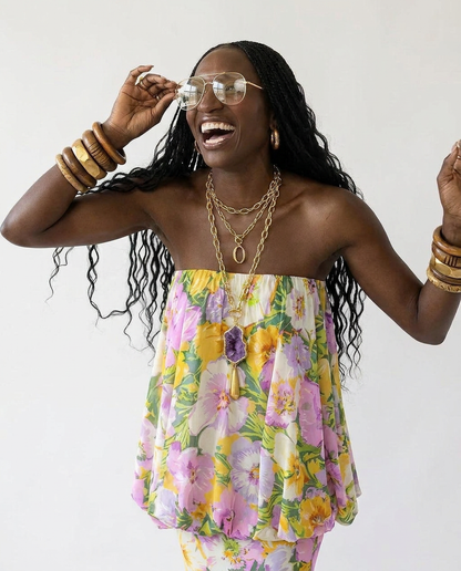 Boho Brown - Worthy Floral Print Maxi Dress: Floral / S