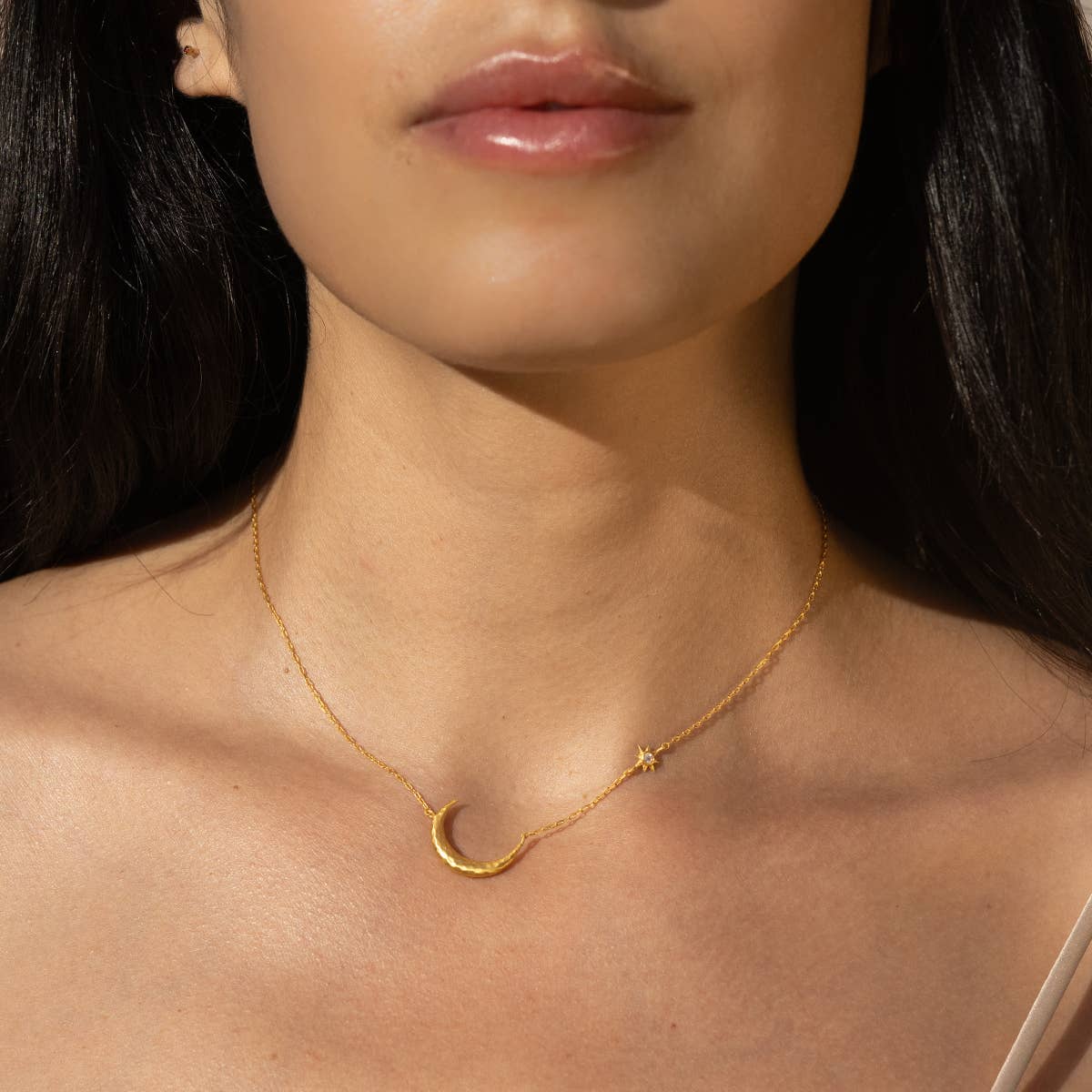 Satya Jewelry - Ethereal Guide Moonstone Moon and Star Necklace 16"