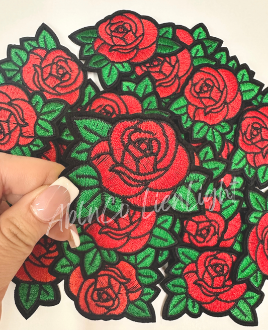 ABLNco - Trucker hat patches 3” red rose embroidery patch