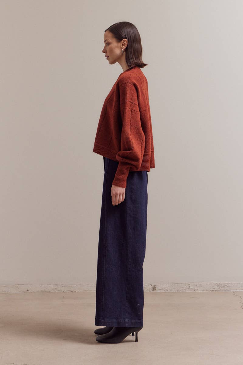 Grade & Gather - 41984 - TEXTURE GRID KNIT: MIDNIGHT / Contemporary / SMALL