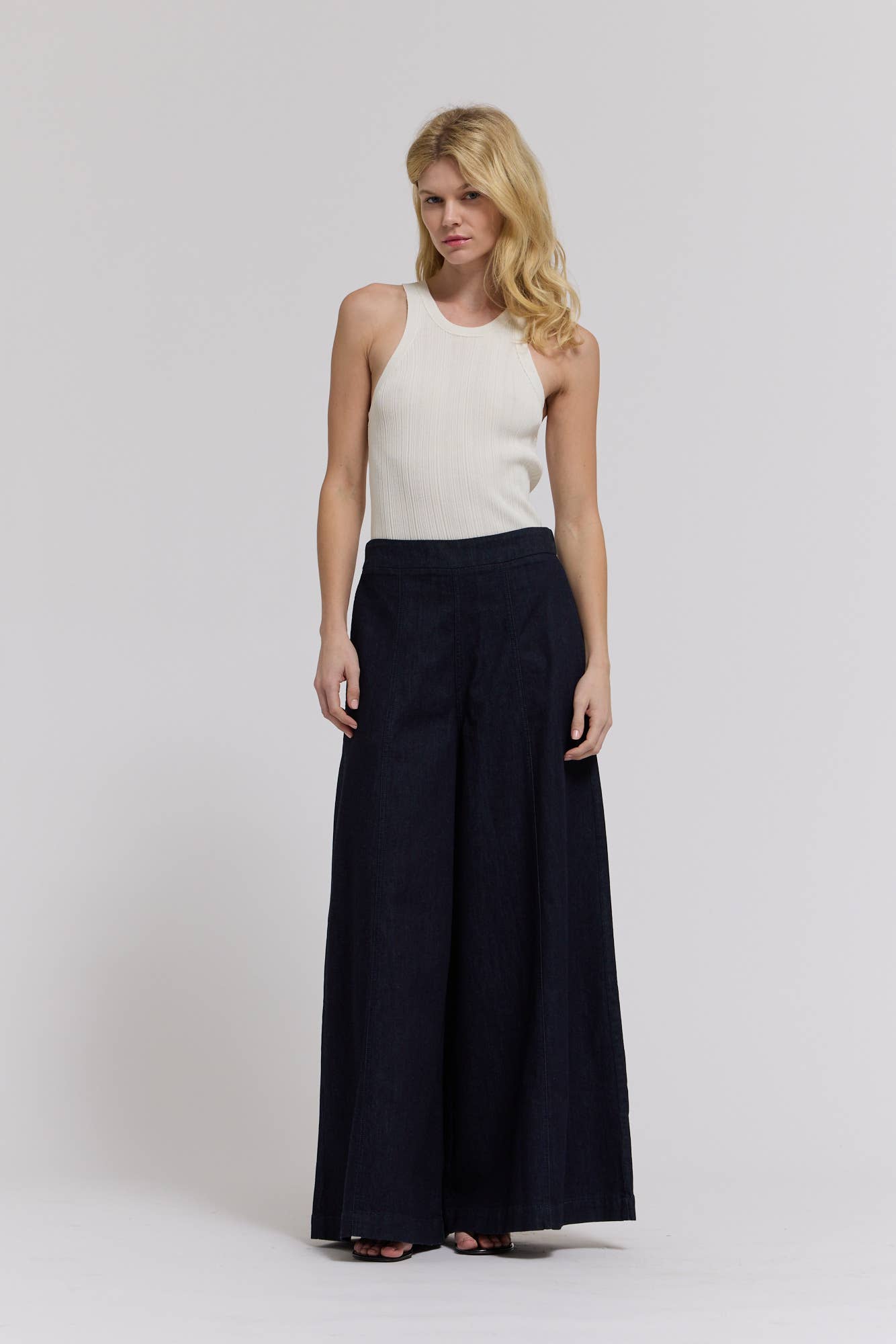 Grade & Gather - 50906BD - DENIM PANEL MAXI SKIRT: DEEP INDIGO / Contemporary / MEDIUM