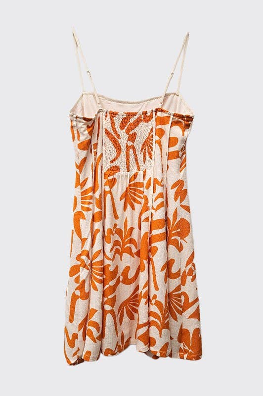 ILLA ILLA - Printed Contrast Binding Dress: Tangerine / S