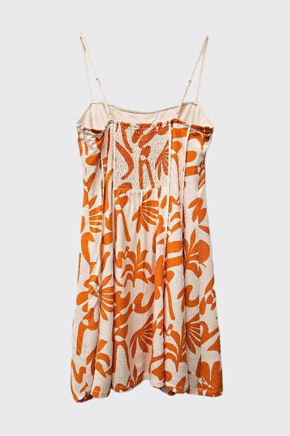 ILLA ILLA - Printed Contrast Binding Dress: Tangerine / S