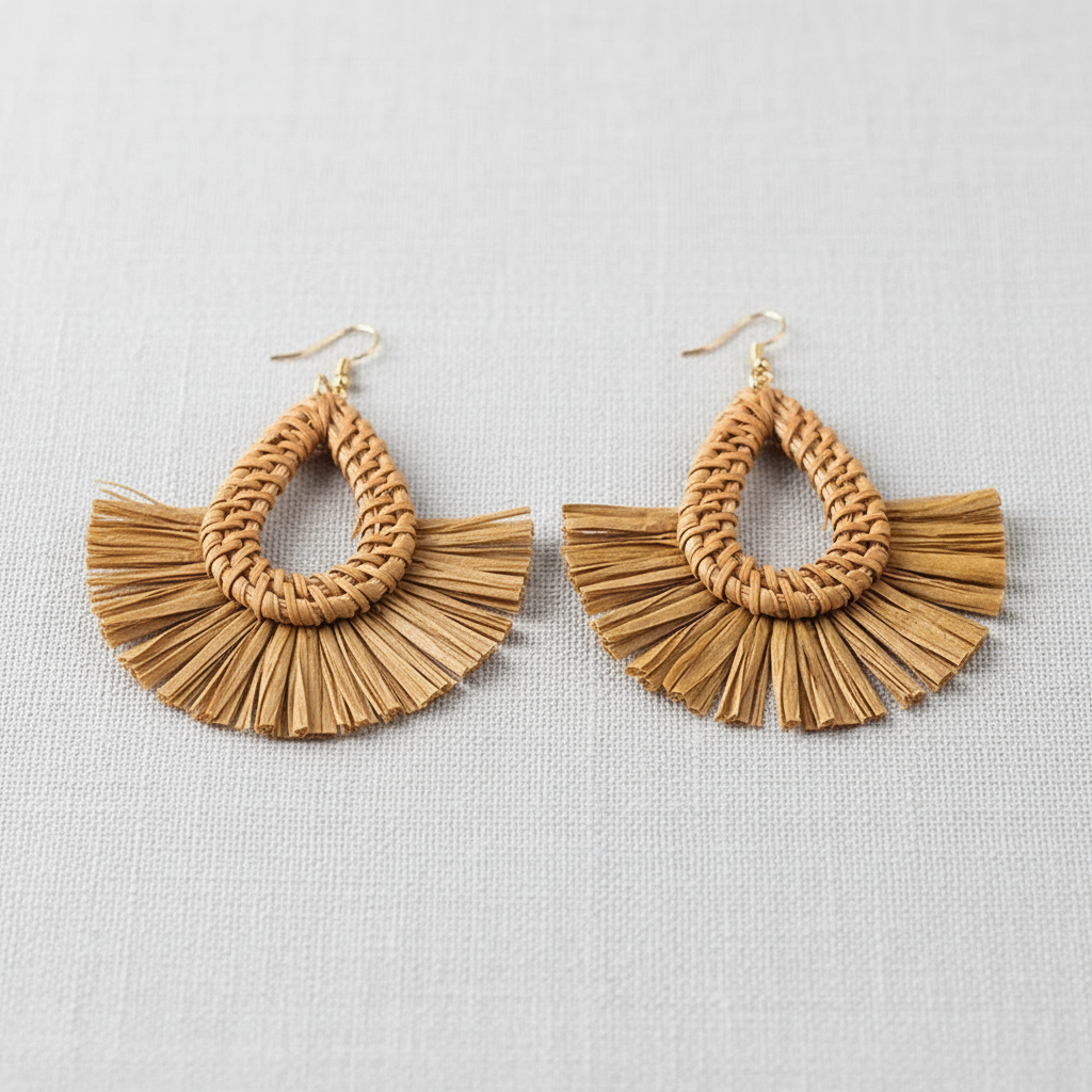 paperln - Geometric Raffia Statement Earrings