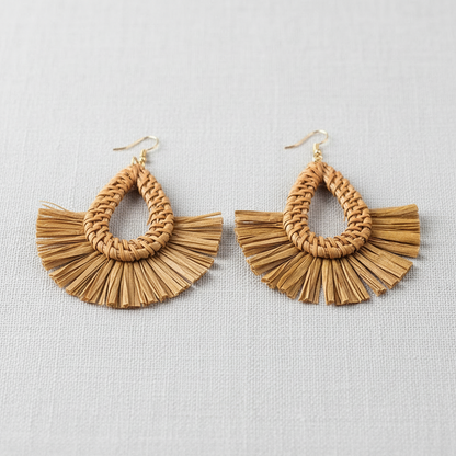 paperln - Geometric Raffia Statement Earrings