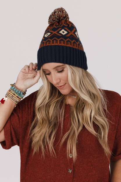 Three Bird Nest - Nili Pom Beanie - Camel Multi: OS
