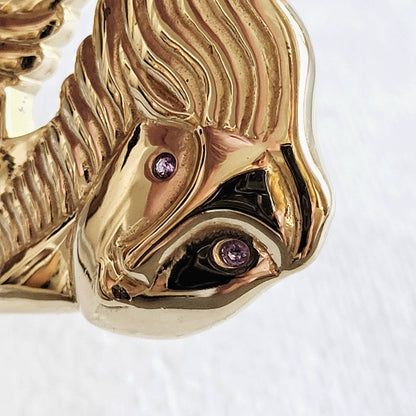 Bisjoux - Brass amethyst two face woman charm pendant Necklace