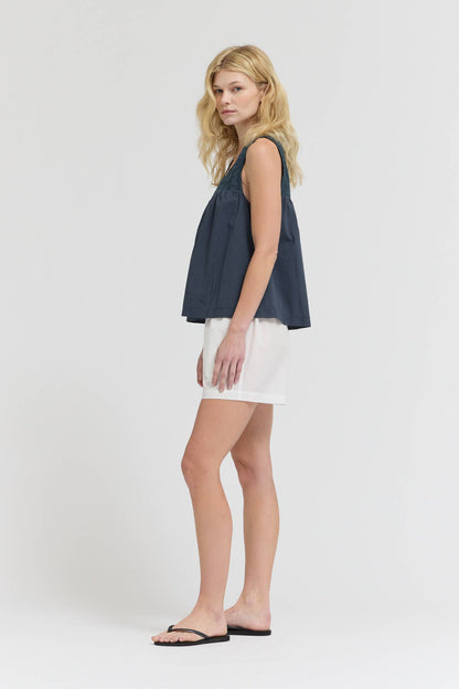 Grade & Gather - 42218 - V-NECK EYELET TANK: ATLANTIC / Contemporary / LARGE