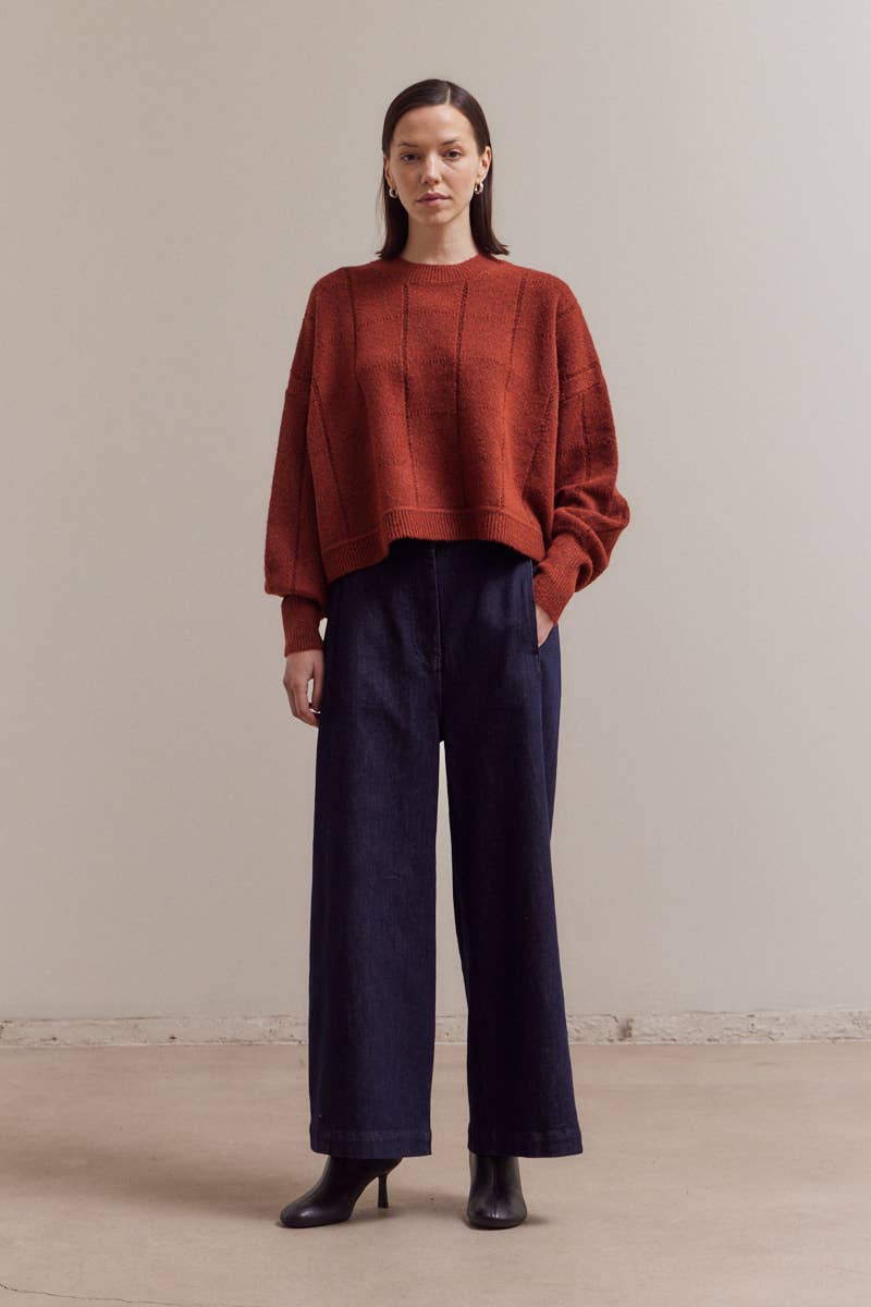 Grade & Gather - 41984 - TEXTURE GRID KNIT: MIDNIGHT / Contemporary / SMALL